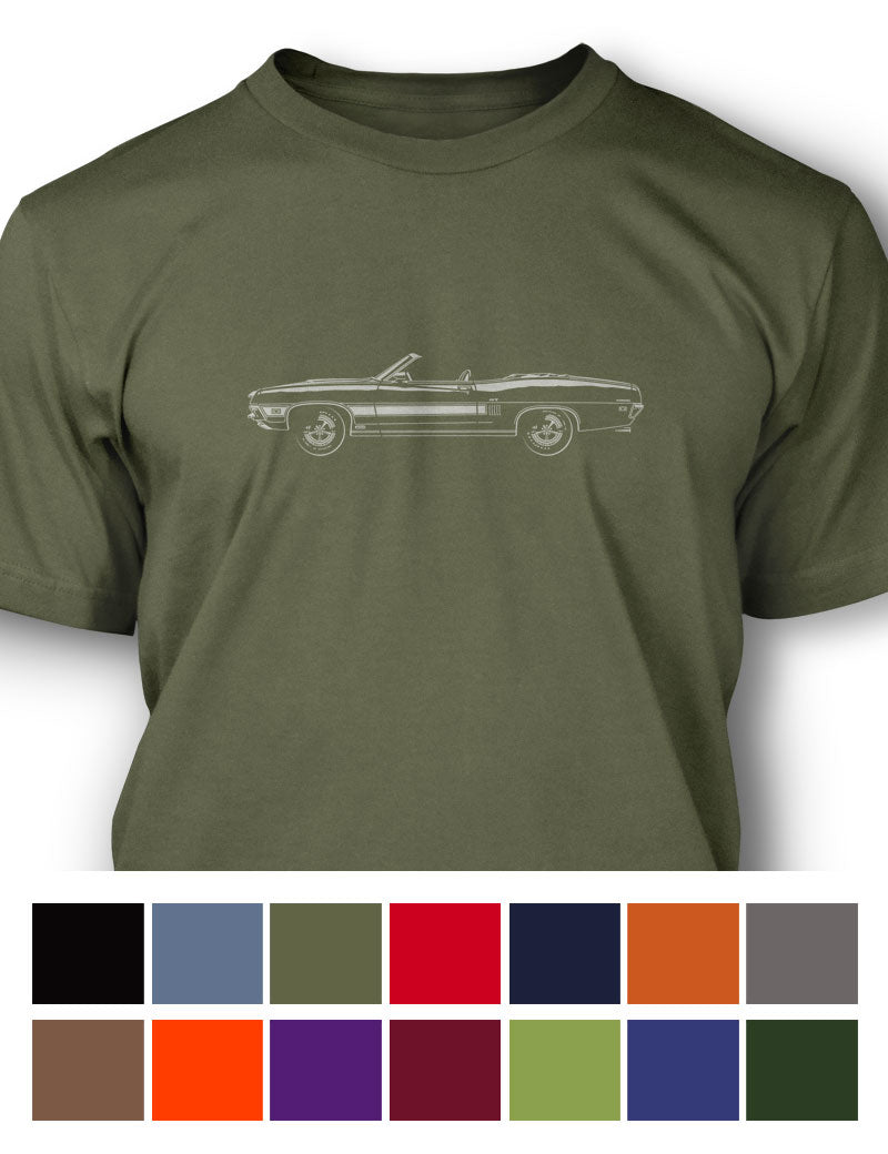 1970 Ford Torino GT Convertible with Stripes T-Shirt - Men - Side View
