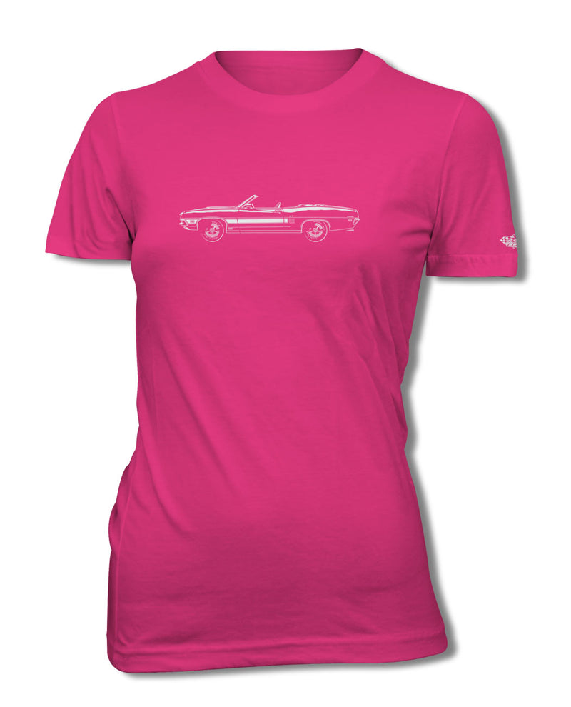 1970 Ford Torino GT Convertible with Stripes T-Shirt - Women - Side View