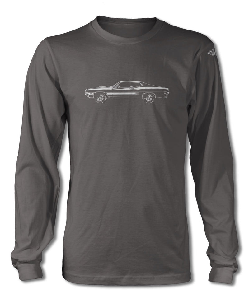 1970 Ford Torino GT Cobra jet Fastback with Stripes T-Shirt - Long Sleeves - Side View