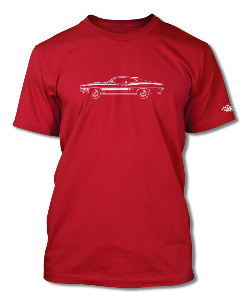 1970 Ford Torino GT Cobra jet Fastback with Stripes T-Shirt - Men - Side View