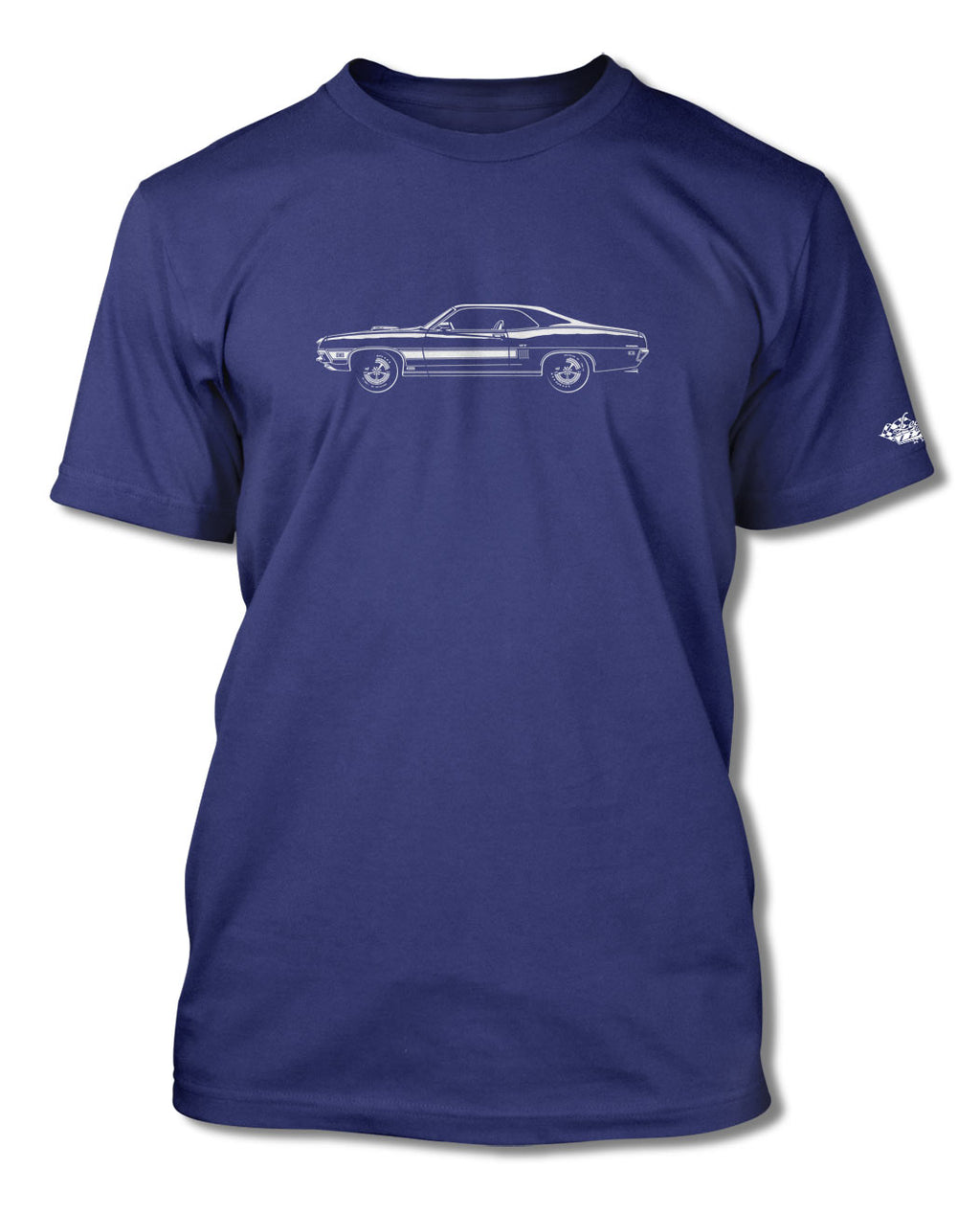 1970 Ford Torino GT Cobra jet Hardtop with Stripes T-Shirt - Men - Side View