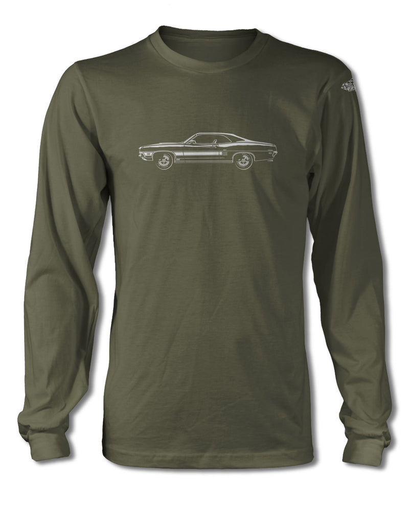 1970 Ford Torino GT Hardtop with Stripes T-Shirt - Long Sleeves - Side View