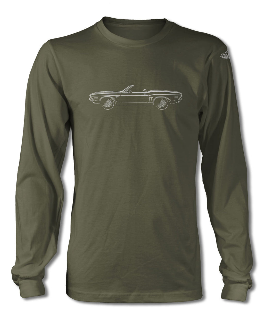 1971 Dodge Challenger RT Convertible Bulge Hood T-Shirt - Long Sleeves - Side View