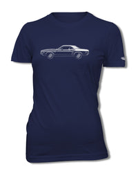 1971 Dodge Challenger RT with Stripes Hardtop Bulge Hood T-Shirt - Women - Side View