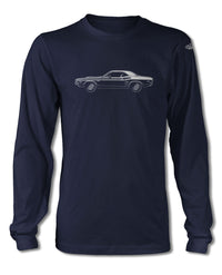 1971 Dodge Challenger RT with Stripes Coupe Shaker Hood T-Shirt - Long Sleeves - Side View