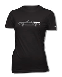 1971 Dodge Challenger RT with Stripes Convertible Shaker Hood T-Shirt - Women - Side View