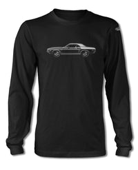 1971 Dodge Challenger with Stripes Hardtop T-Shirt - Long Sleeves - Side View