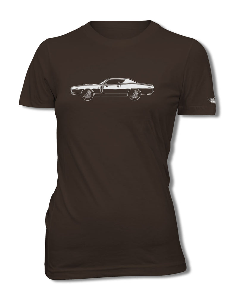 1971 Dodge Charger RT With Stripes Coupe T-Shirt - Women - Side View