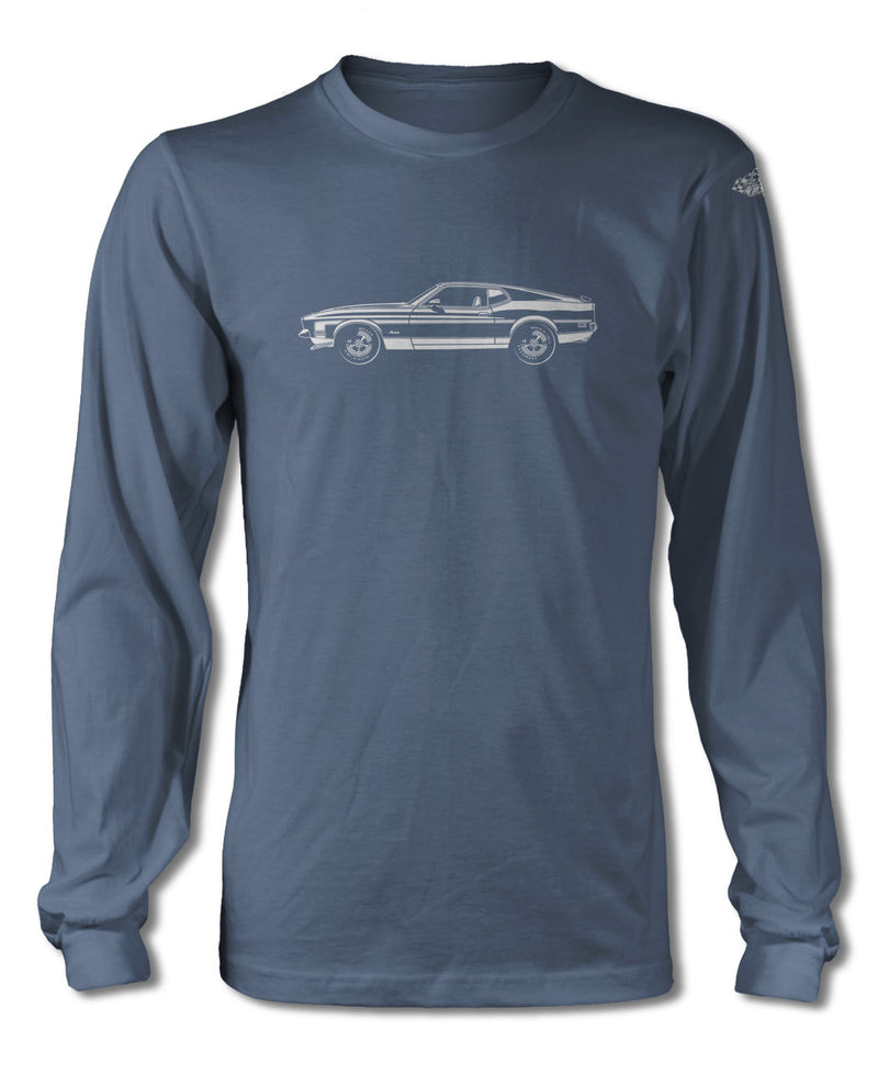 1971 Ford Mustang Sports with Stripes Sportsroof T-Shirt - Long Sleeves - Side View