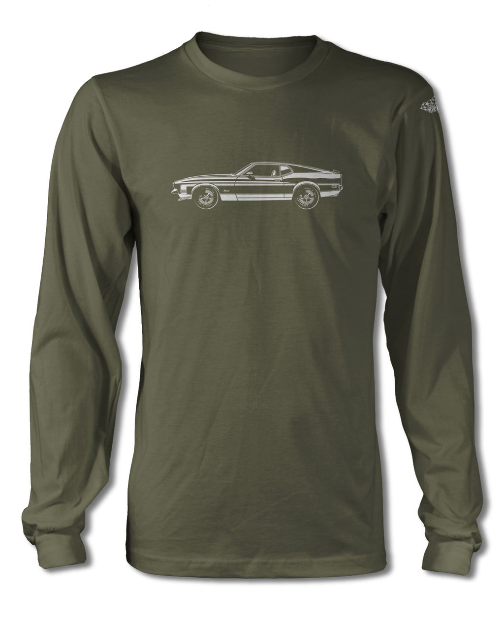 1971 Ford Mustang Sports with Stripes Sportsroof T-Shirt - Long Sleeves - Side View