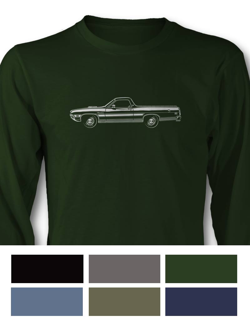 1971 Ford Ranchero GT with Stripes T-Shirt - Long Sleeves - Side View