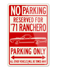 1971 Ford Ranchero GT Reserved Parking Only Sign