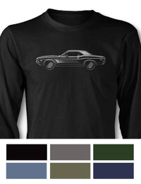 1972 Dodge Challenger Rallye with Stripes Hardtop T-Shirt - Long Sleeves - Side View