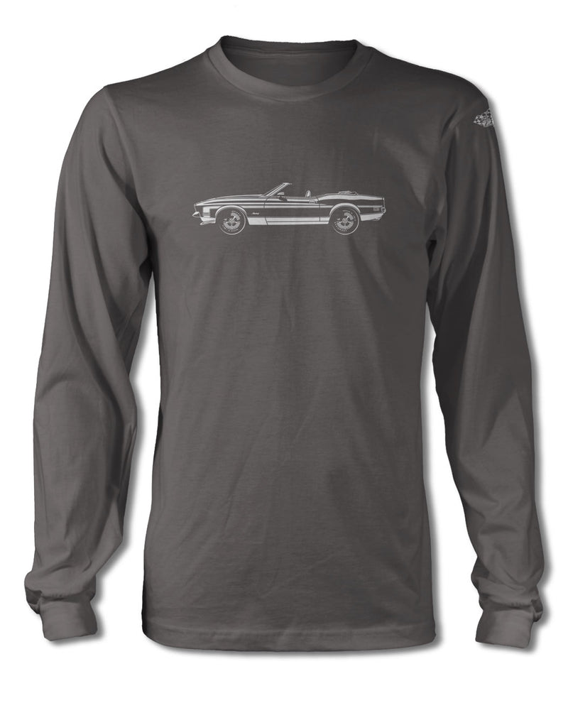 1972 Ford Mustang Sports with Stripes Convertible T-Shirt - Long Sleeves - Side View