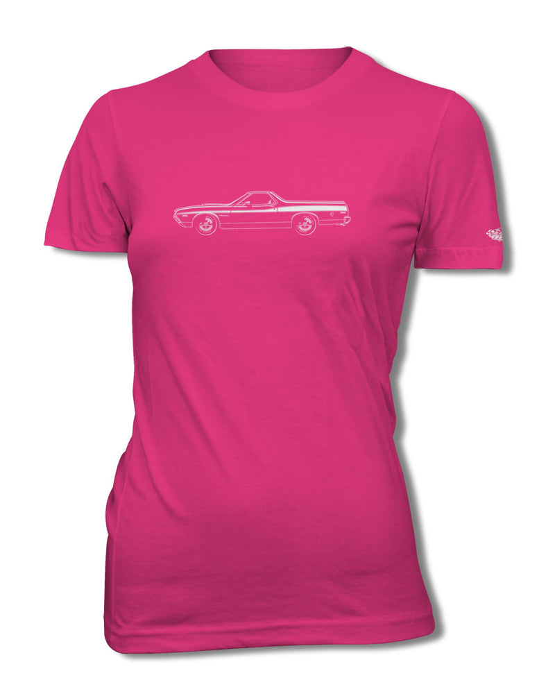 1972 Ford Ranchero GT with Stripes T-Shirt - Women - Side View