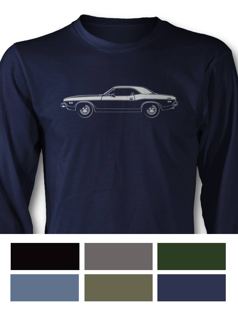 1973 Dodge Challenger Base Coupe T-Shirt - Long Sleeves - Side View