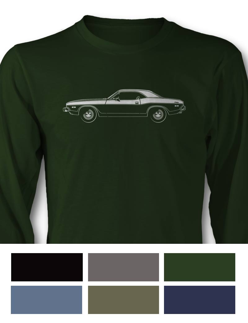 1973 Dodge Challenger Base Hardtop T-Shirt - Long Sleeves - Side View