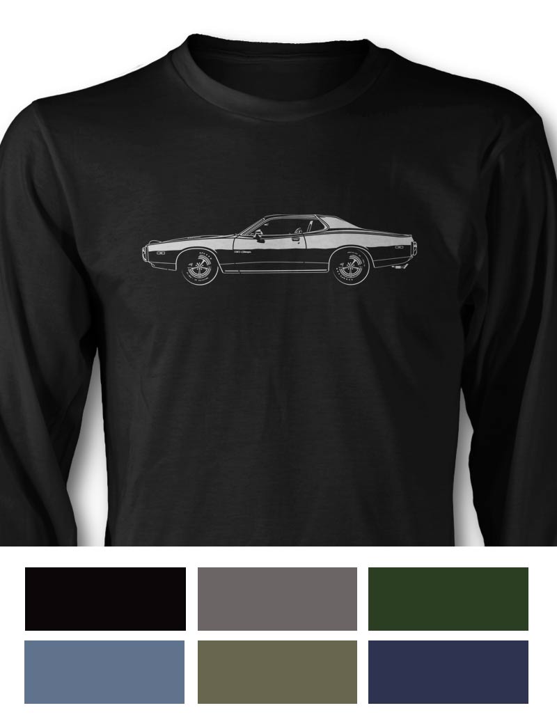 1973 Dodge Charger Rallye 440 Magnum Hardtop T-Shirt - Long Sleeves - Side View