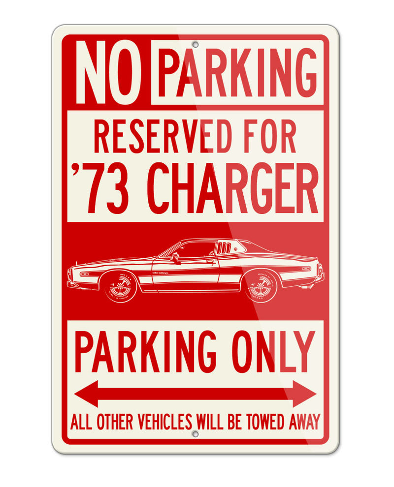 1973 Dodge Charger SE with Stripes Hardtop Parking Only Sign