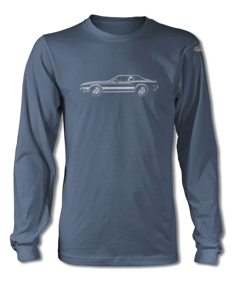 1973 Ford Mustang Sports with Stripes Coupe T-Shirt - Long Sleeves - Side View