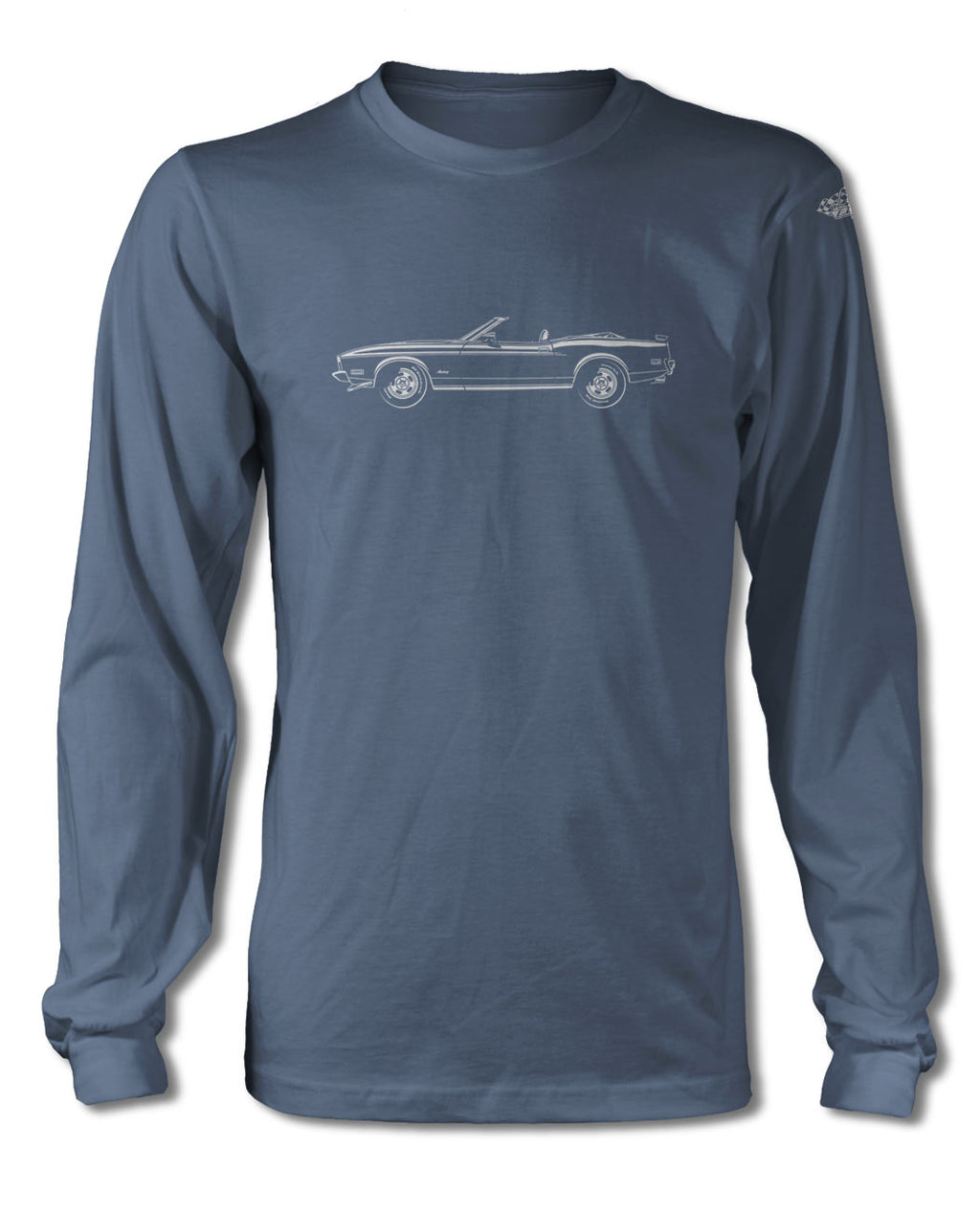 1973 Ford Mustang Mach 1 re-creation Convertible T-Shirt - Long Sleeves - Side View