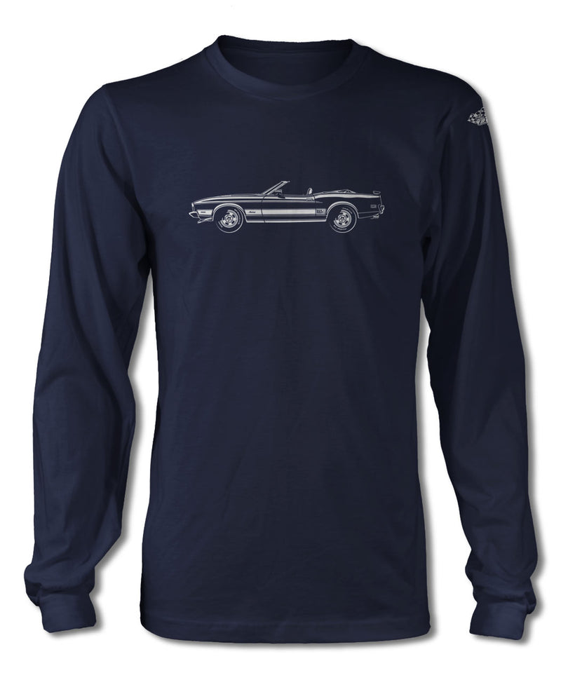 1973 Ford Mustang Mach 1 re-creation with Stripes Convertible T-Shirt - Long Sleeves - Side View