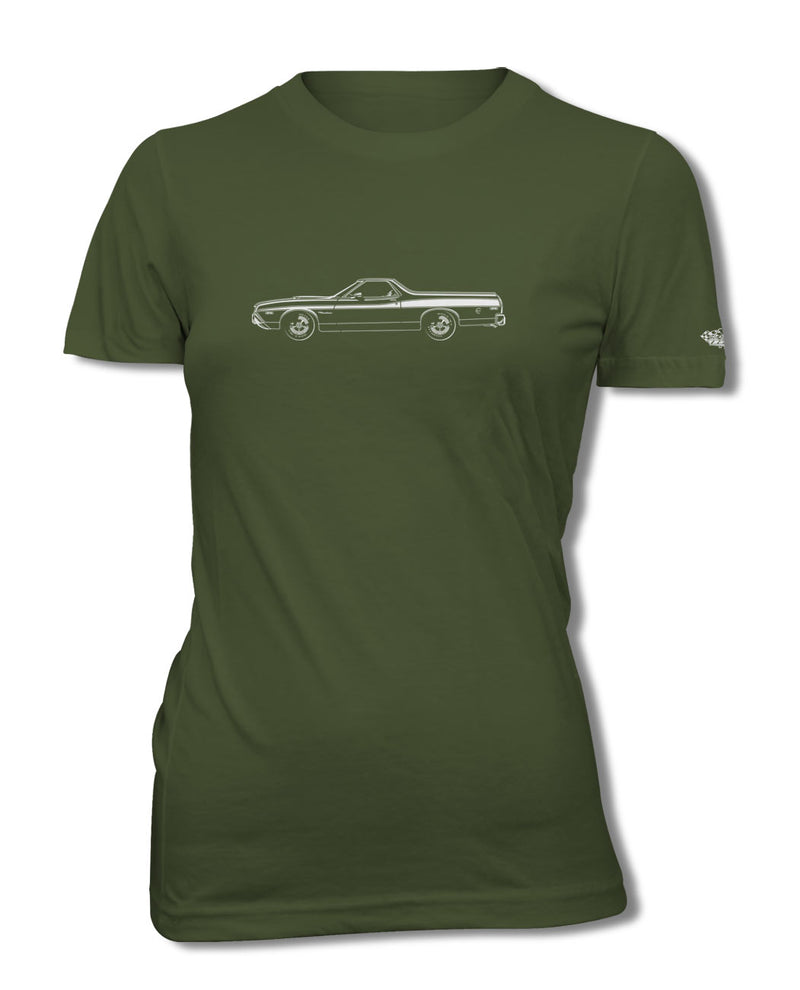 1973 Ford Ranchero GT with Stripes T-Shirt - Women - Side View