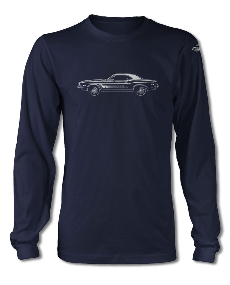 1974 Dodge Challenger Rallye with Stripes Coupe T-Shirt - Long Sleeves - Side View