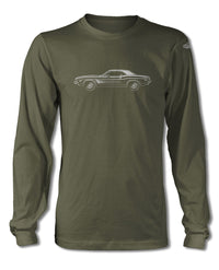 1974 Dodge Challenger Rallye with Stripes Hardtop T-Shirt - Long Sleeves - Side View