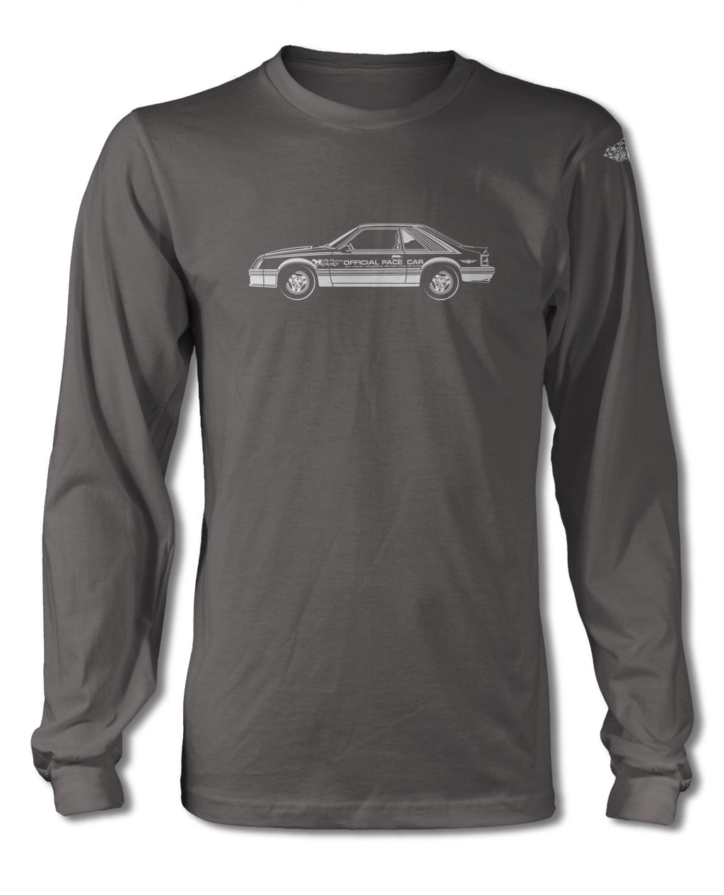 1979 Ford Mustang Pace Car Hatchback T-Shirt - Long Sleeves - Side View