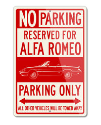 Alfa Romeo Spider Veloce Convertible Graduate 1983 - 1989 Reserved Parking Only Sign