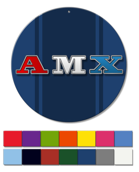 1971 - 1974 AMC AMX Emblem Novelty Round Aluminum Sign – Legend Lines