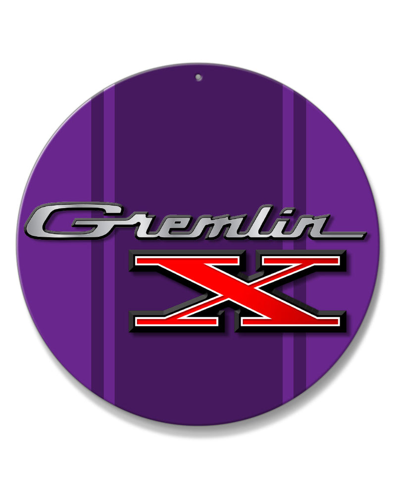 1970 - 1978 AMC Gremlin X Emblem Novelty Round Aluminum Sign
