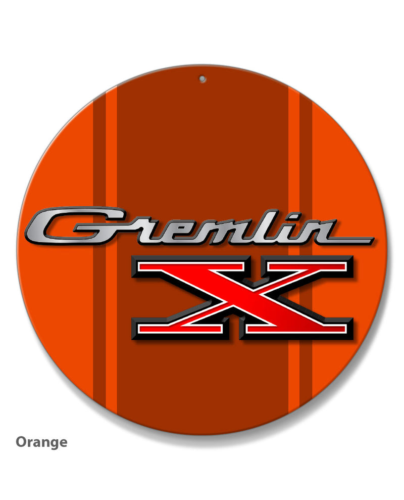 1970 - 1978 AMC Gremlin X Emblem Novelty Round Aluminum Sign