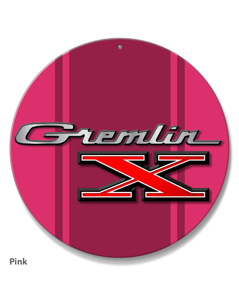 1970 - 1978 AMC Gremlin X Emblem Novelty Round Aluminum Sign