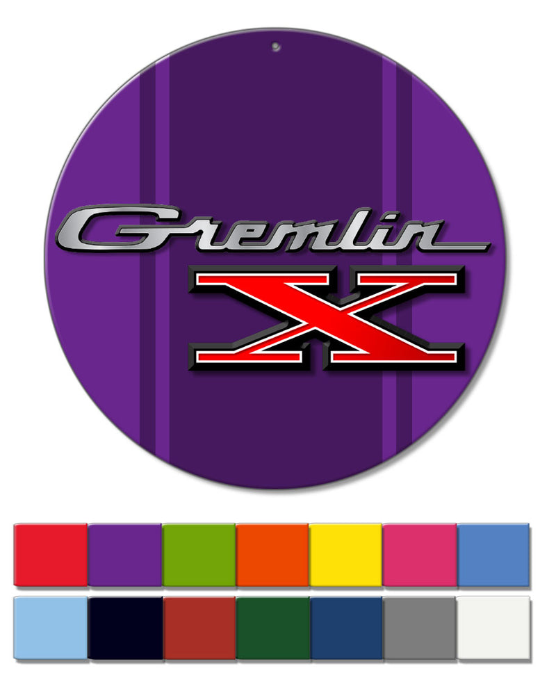 1970 - 1978 AMC Gremlin X Emblem Novelty Round Aluminum Sign