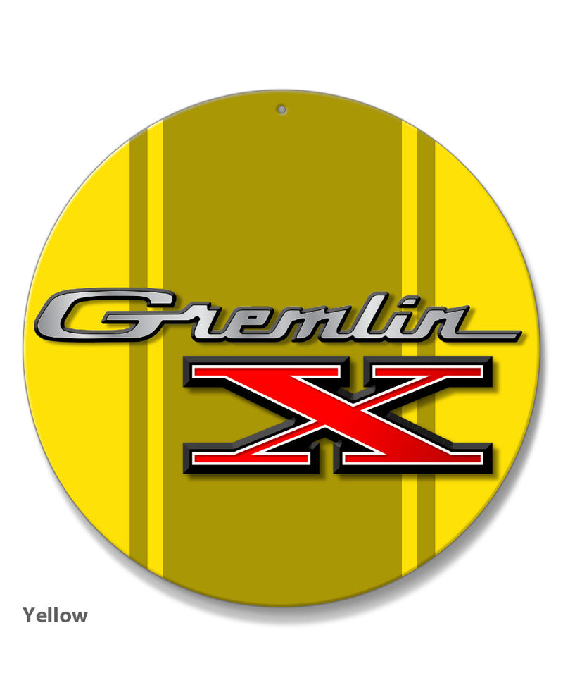 1970 - 1978 AMC Gremlin X Emblem Novelty Round Aluminum Sign