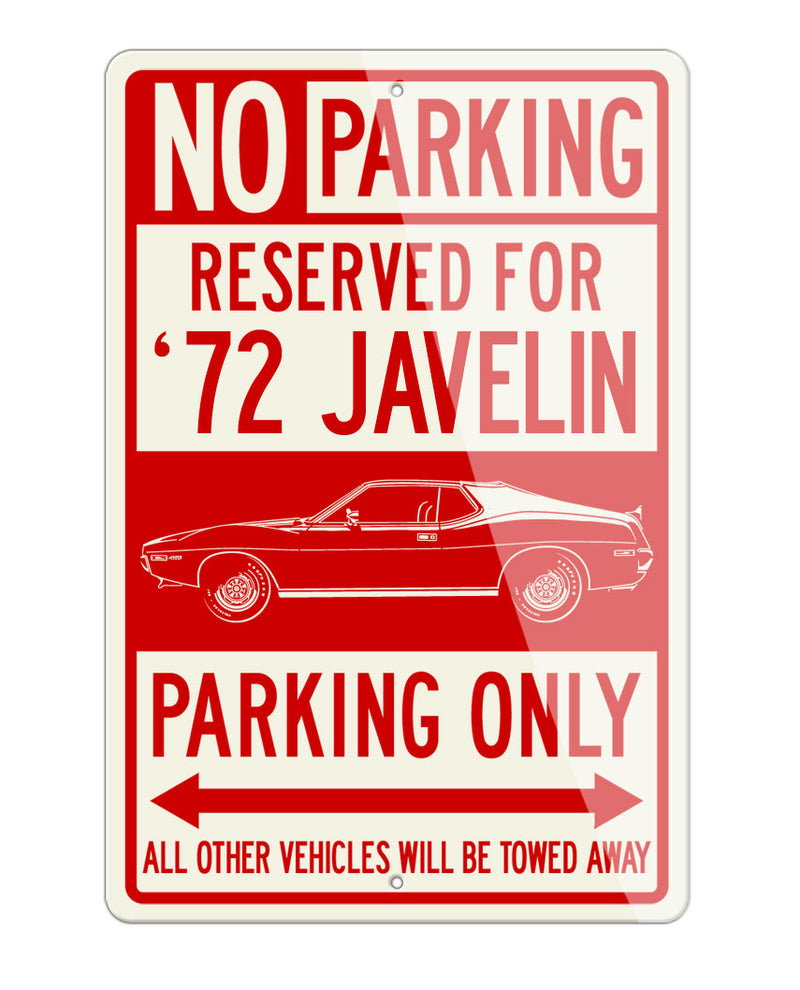 1972 AMC Javelin Coupe Reserved Parking Only Sign