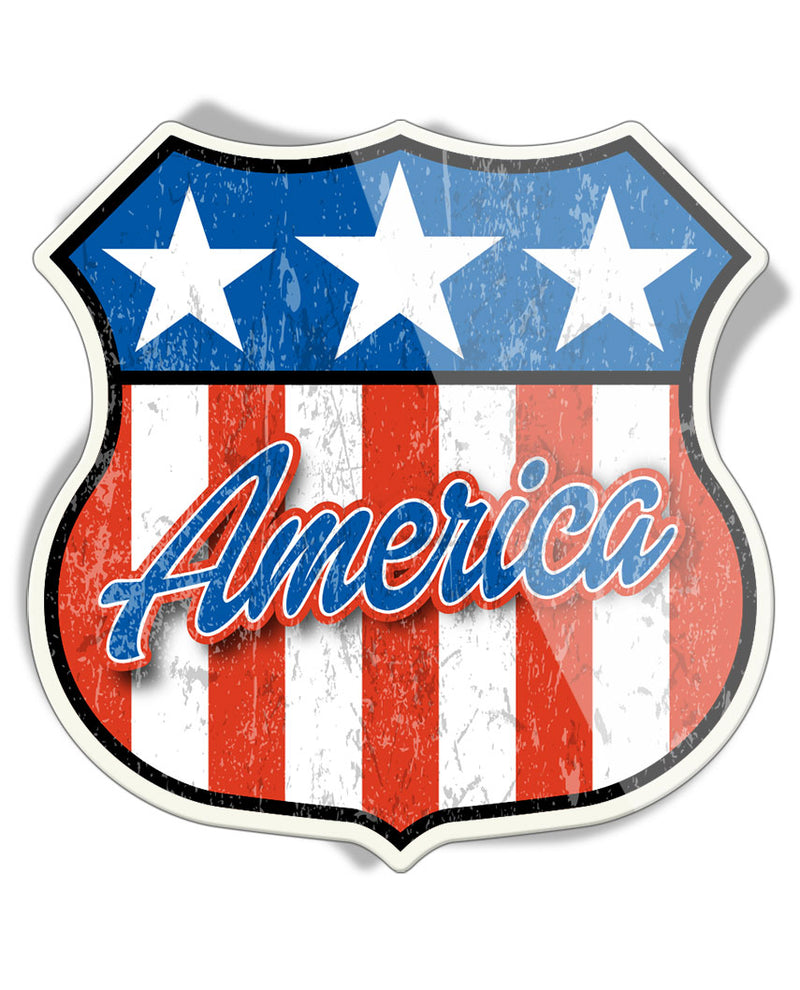 America Design Flag Shield - U.S. America - Aluminum Sign