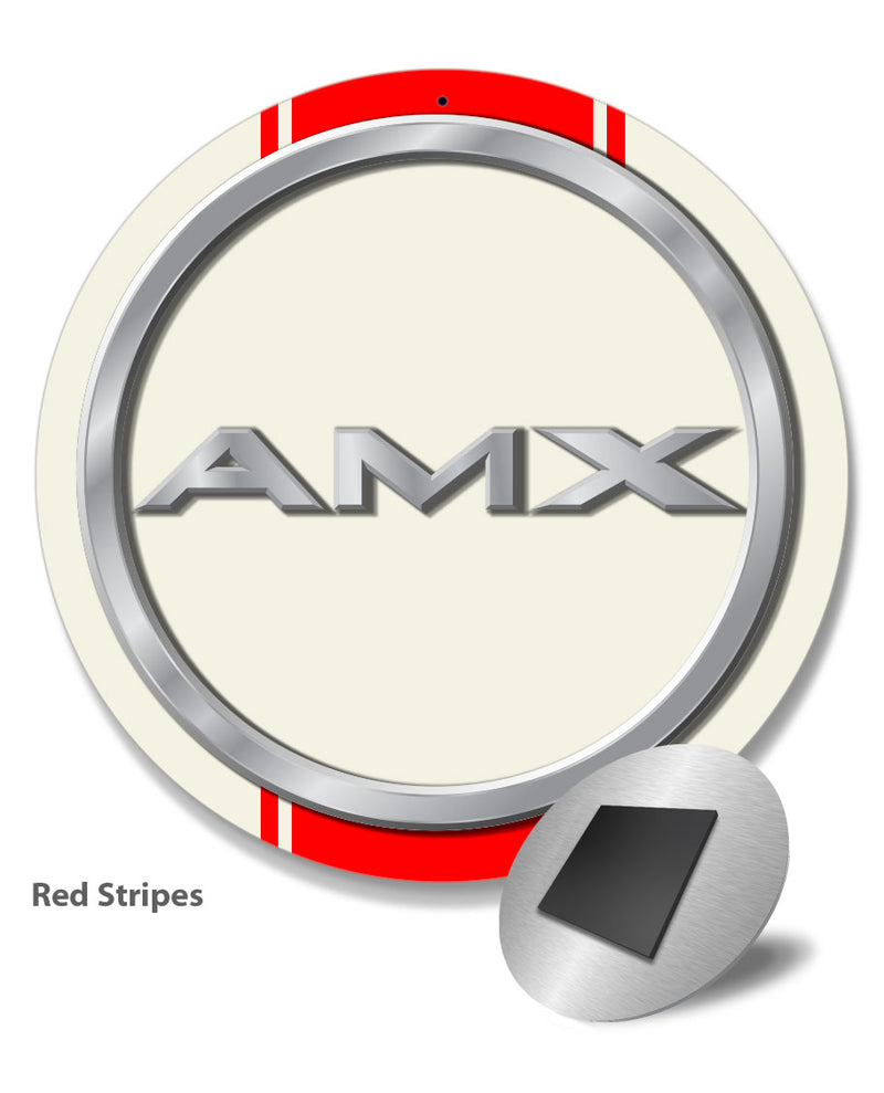 AMC AMX Red Stripes Emblem Novelty Round Fridge Magnet