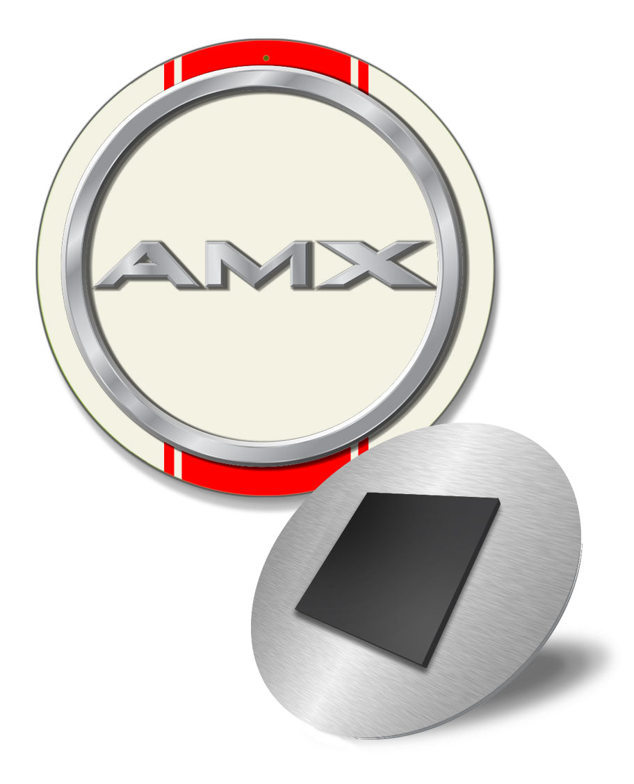 AMC AMX Red Stripes Emblem Novelty Round Fridge Magnet