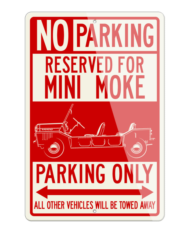 Austin Mini Moke Reserved Parking Only Sign