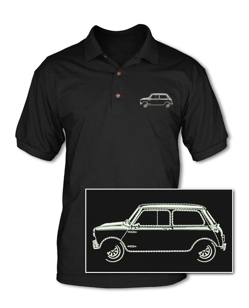 Austin Mini Cooper Adult Pique Polo Shirt - Side View