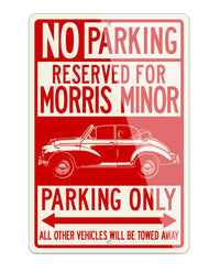 Morris Minor Tourer Convertible Reserved Parking Only Sign