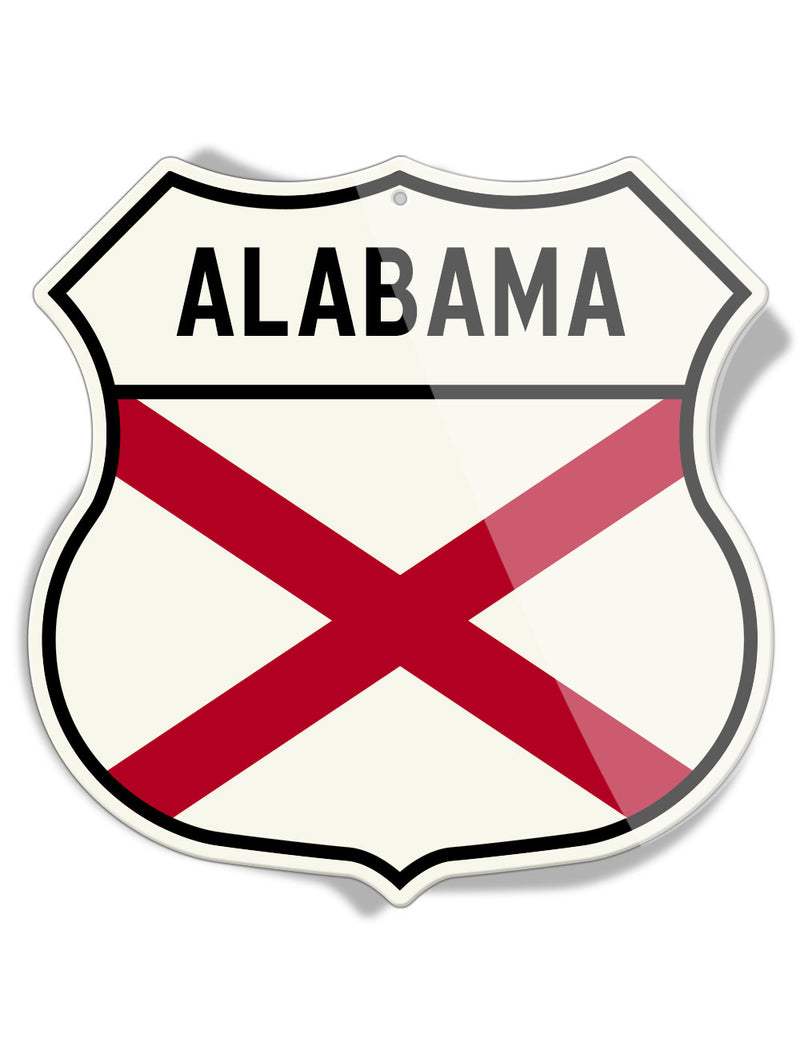 State Flag of Alabama - Shield Shape - Aluminum Sign