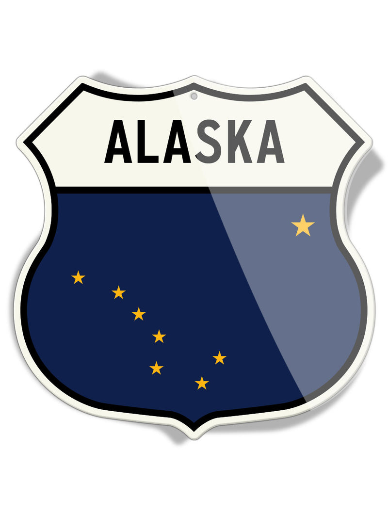 State Flag of Alaska - Shield Shape - Aluminum Sign