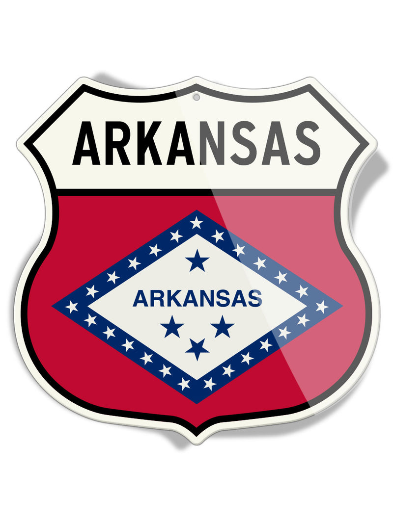 State Flag of Arkansas - Shield Shape - Aluminum Sign