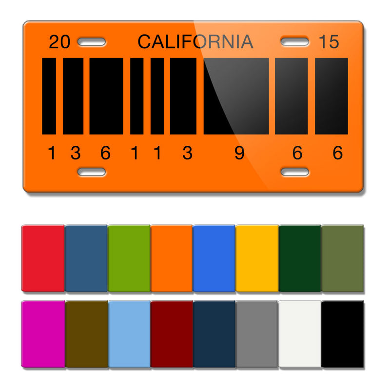 California 2015 Barcode Back to the Future Delorean Novelty License Plate