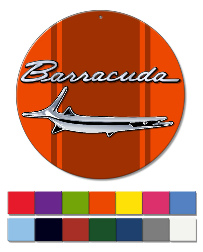 1964 - 1969 Plymouth Barracuda 'Cuda Fish Emblem Round Aluminum Sign