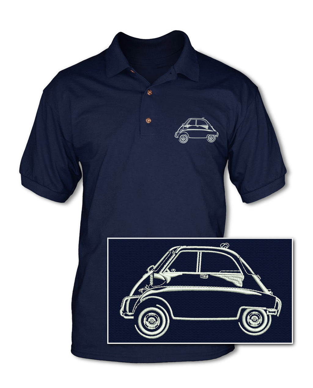 BMW Isetta - Adult Pique Polo Shirt - Side View